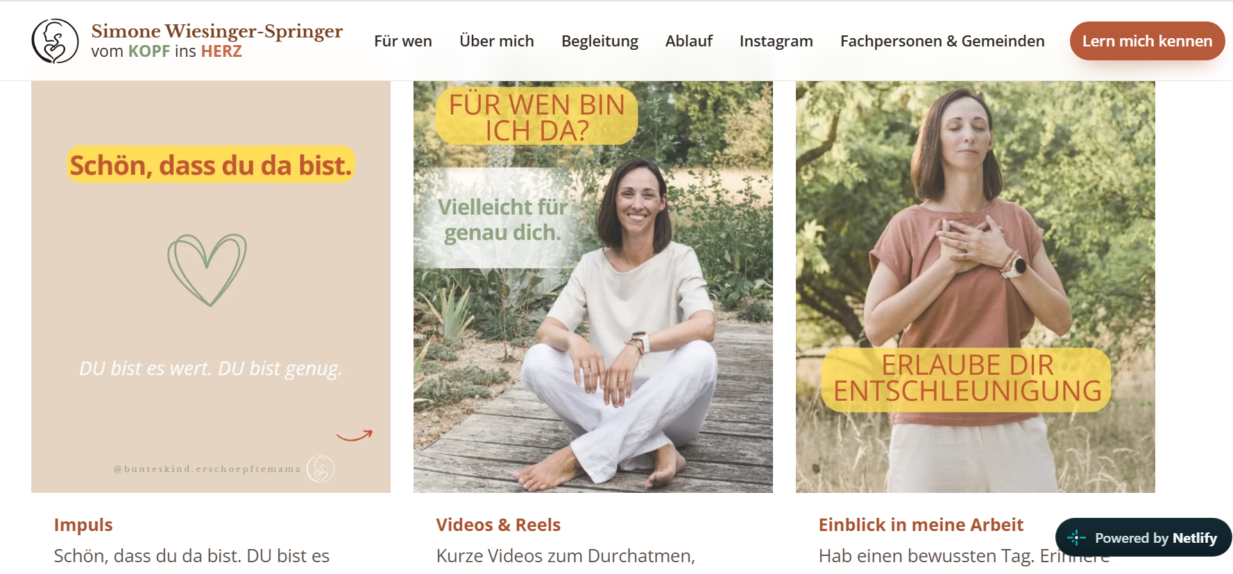 Website vom Kopf ins Herz – Begleitung für Mütter